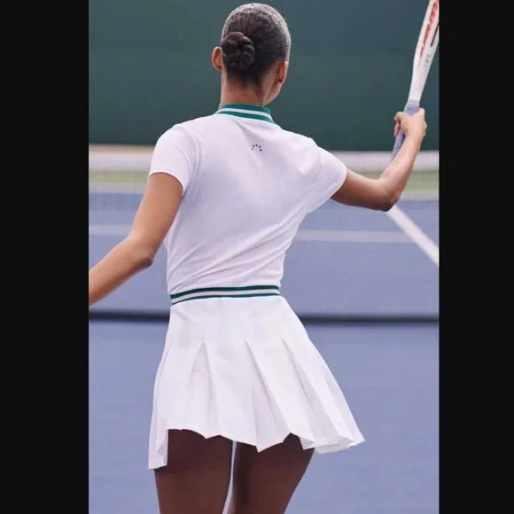 New women's XL Varley x Anthropologie Nora tennis court white pleated mini dress - Picture 3 of 14